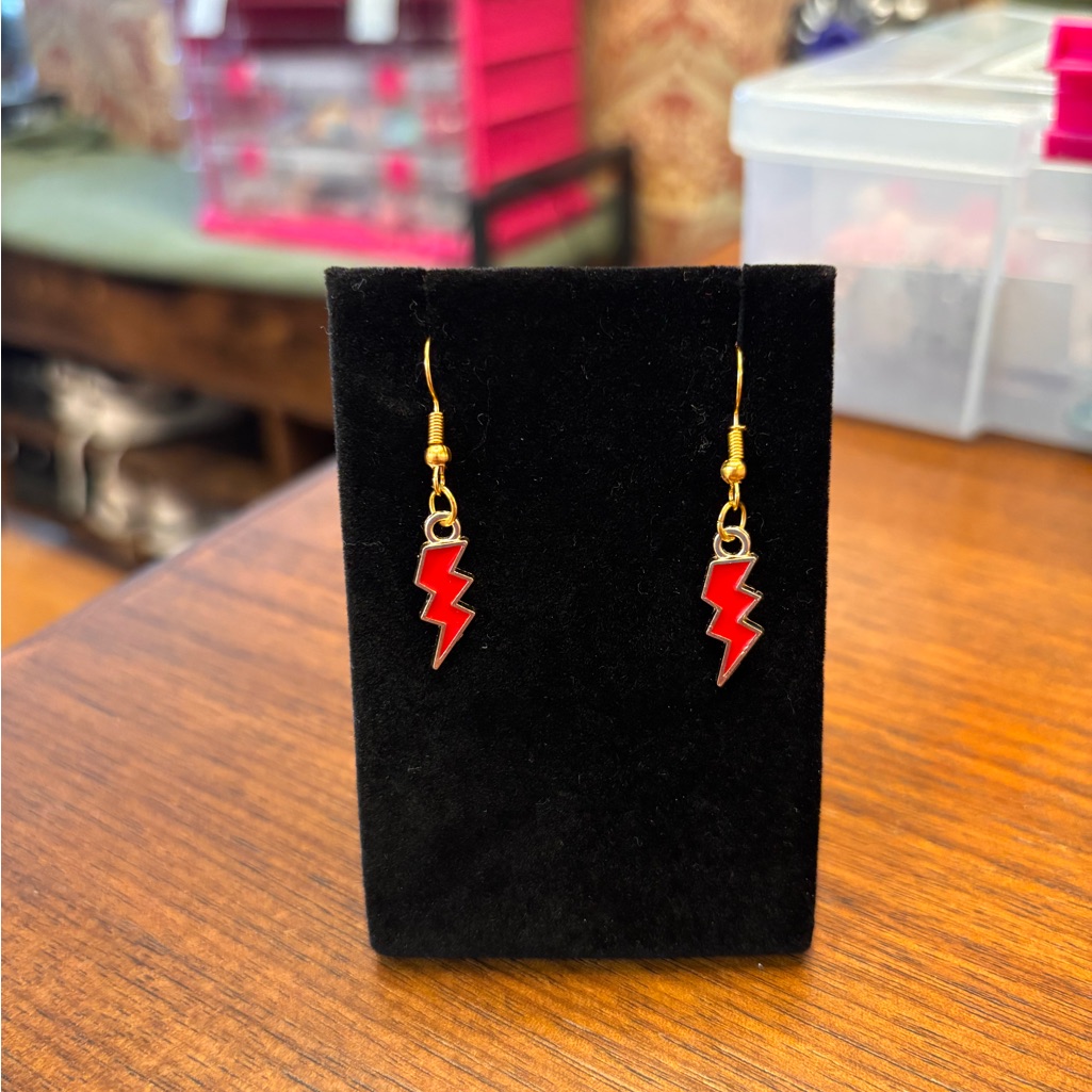 Red Lightning Bolt Earrings